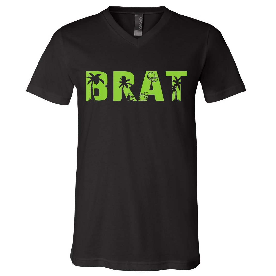 Kamala Green Brat Coconut Tree Summer Vibes V-Neck T-Shirt