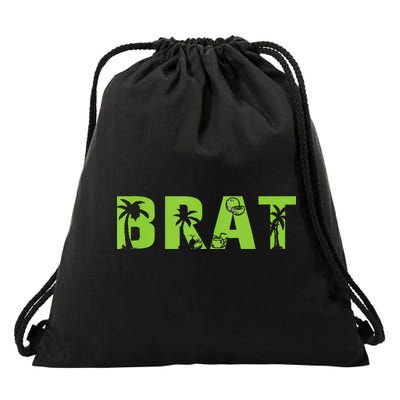 Kamala Green Brat Coconut Tree Summer Vibes Drawstring Bag