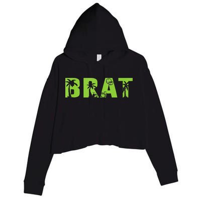 Kamala Green Brat Coconut Tree Summer Vibes Crop Fleece Hoodie