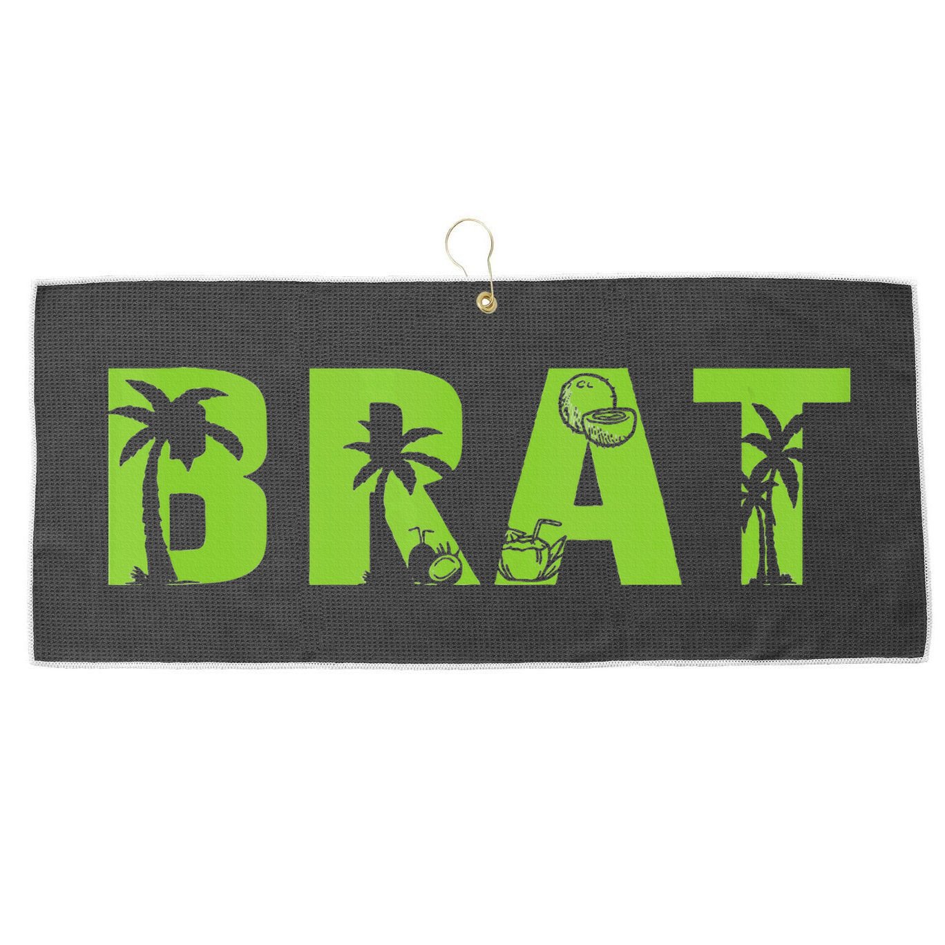 Kamala Green Brat Coconut Tree Summer Vibes Large Microfiber Waffle Golf Towel