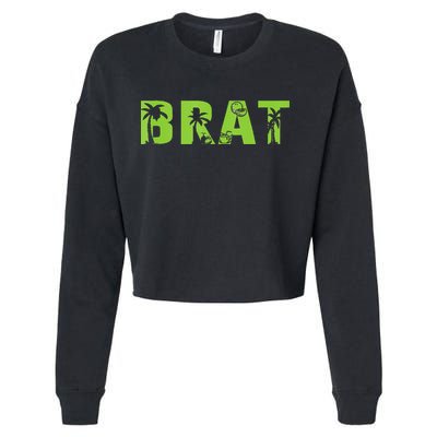 Kamala Green Brat Coconut Tree Summer Vibes Cropped Pullover Crew