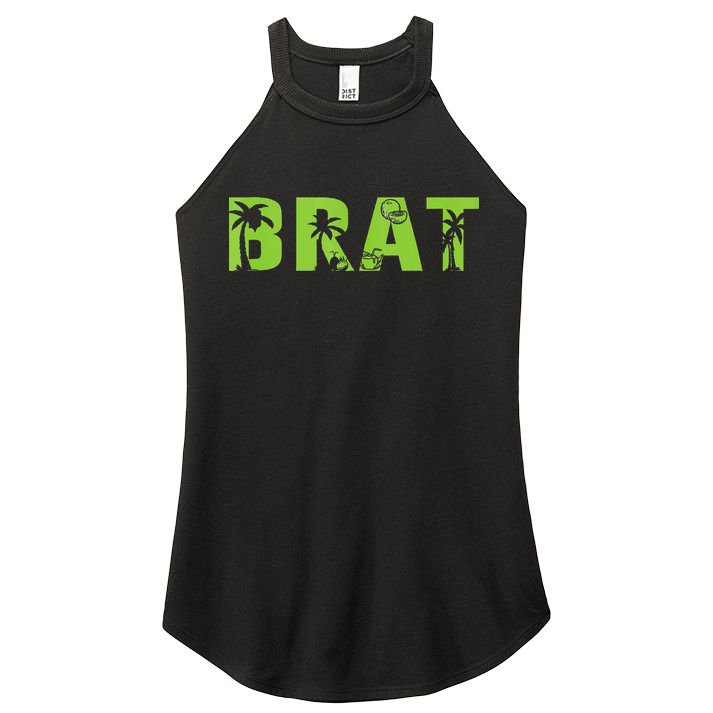 Kamala Green Brat Coconut Tree Summer Vibes Women's Perfect Tri Rocker Tank