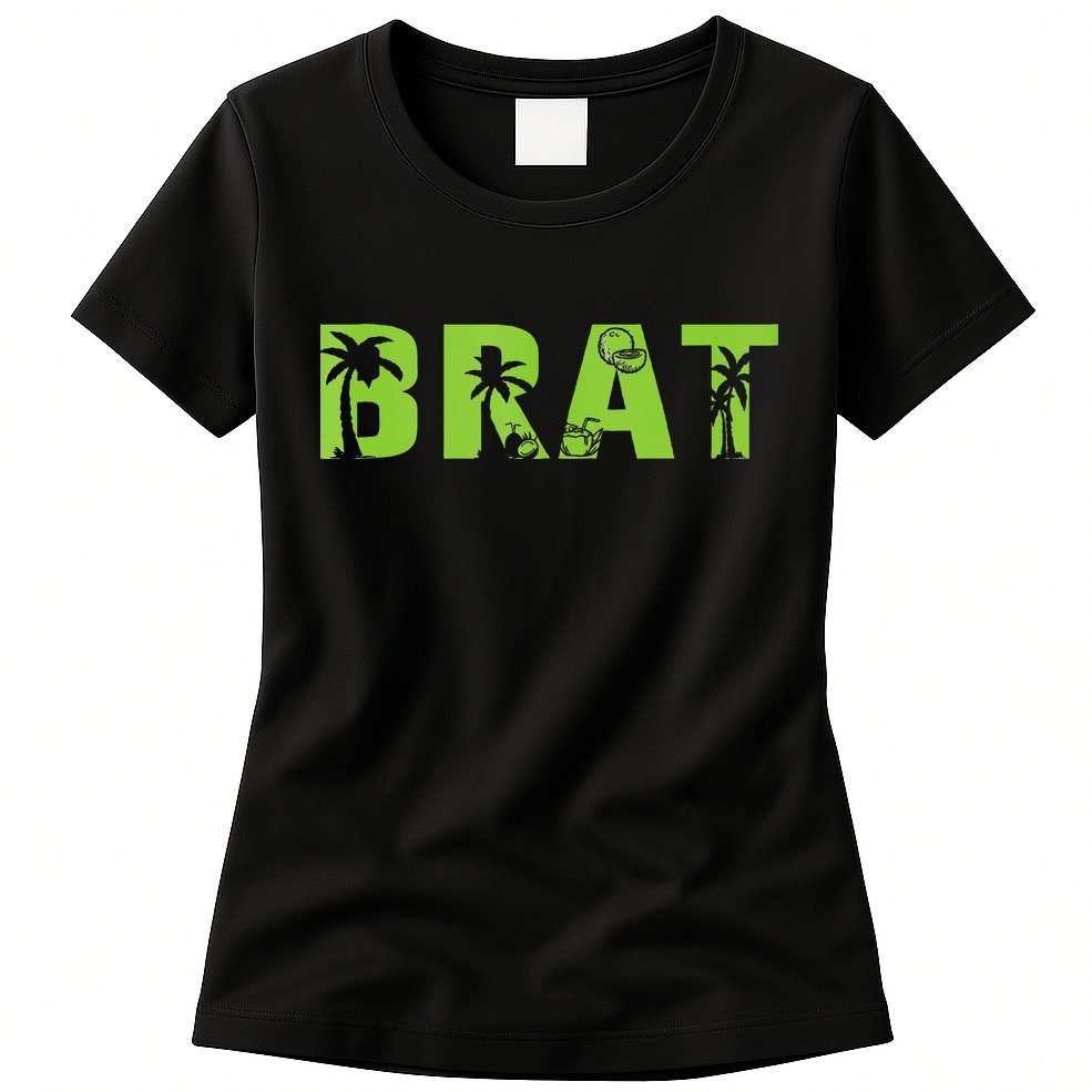Kamala Green Brat Coconut Tree Summer Vibes Womens T-Shirt