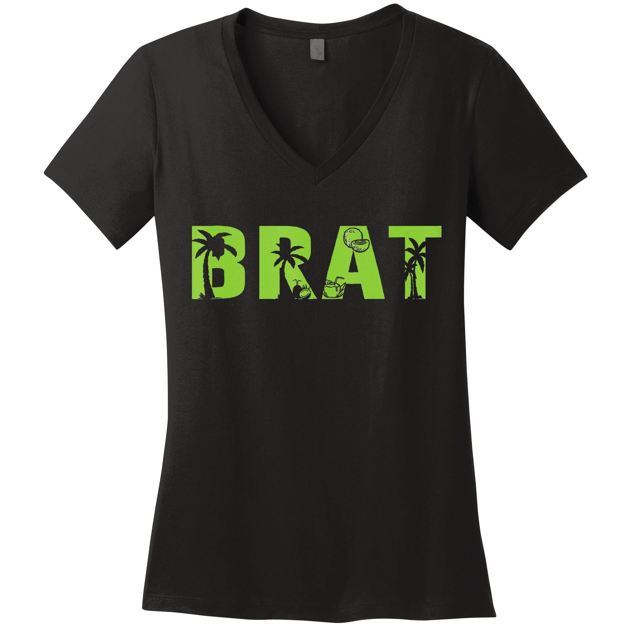 Kamala Green Brat Coconut Tree Summer Vibes Women's V-Neck T-Shirt