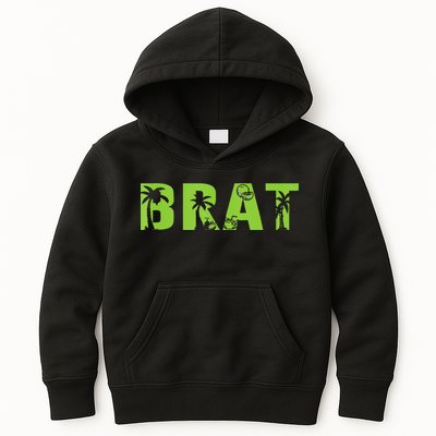 Kamala Green Brat Coconut Tree Summer Vibes Kids Hoodie