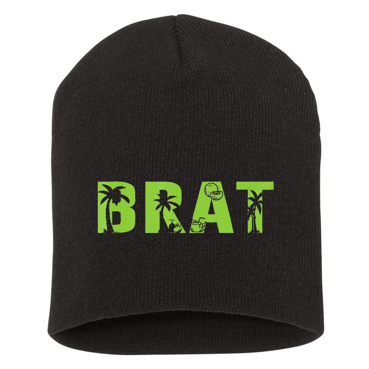 Kamala Green Brat Coconut Tree Summer Vibes Short Acrylic Beanie
