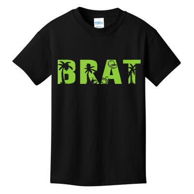 Kamala Green Brat Coconut Tree Summer Vibes Kids T-Shirt