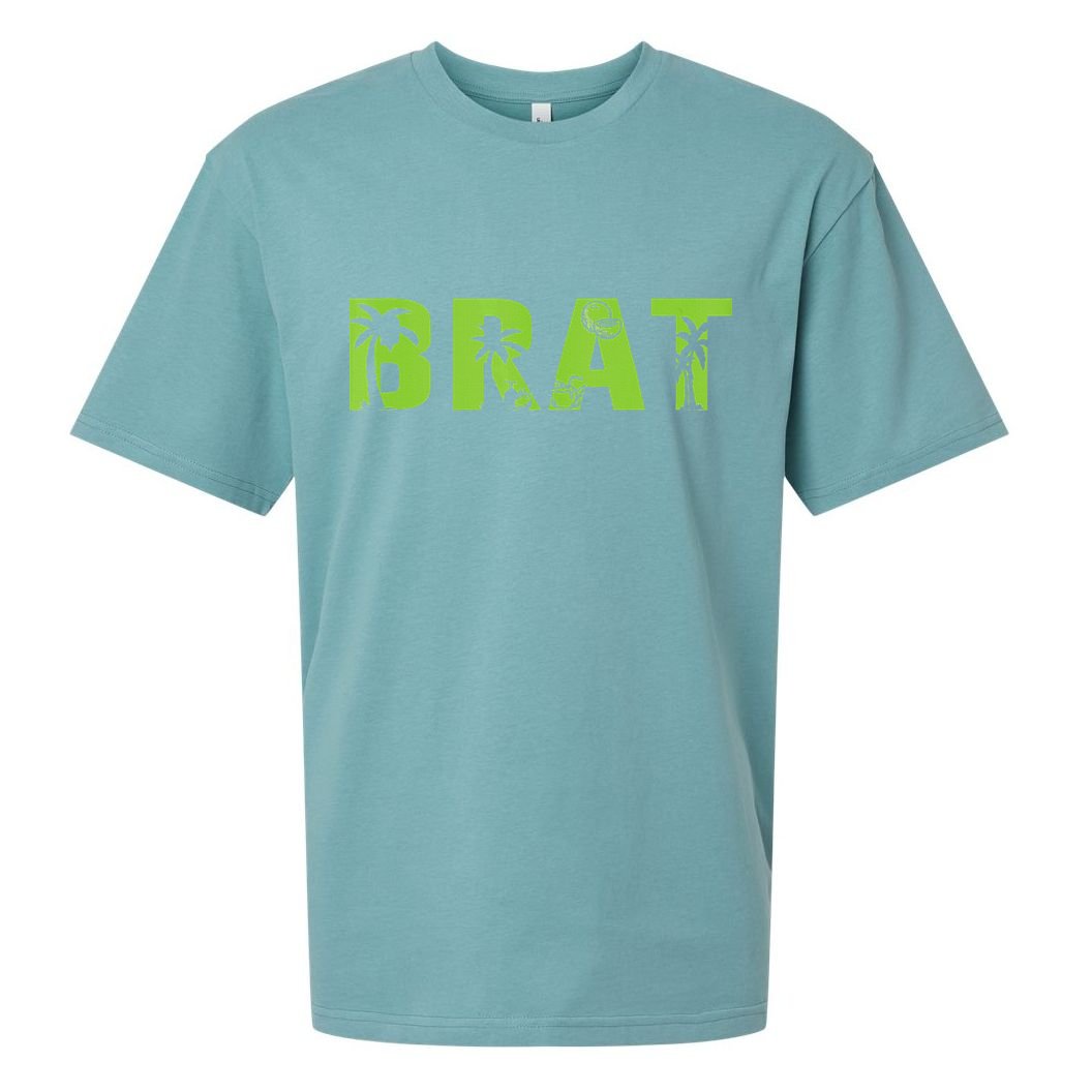 Kamala Green Brat Coconut Tree Summer Vibes Sueded Cloud Jersey T-Shirt