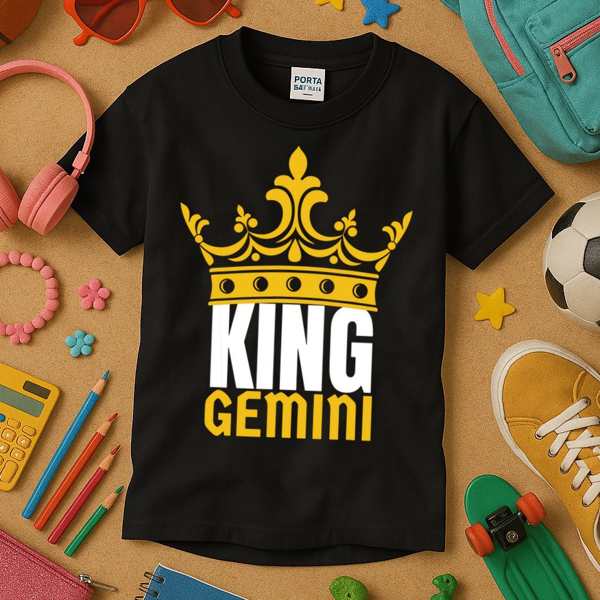 King Gemini Birthday Horoscope Zodiac Sign Astrology Kids T-Shirt