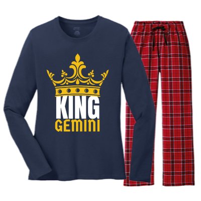 King Gemini Birthday Horoscope Zodiac Sign Astrology Women's Long Sleeve Flannel Pajama Set 