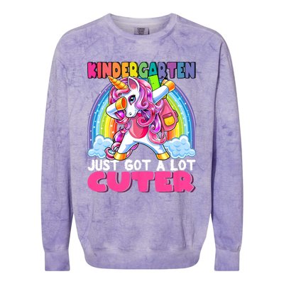 Kindergarten Got Cuter Dabbing Unicorn Back To School Colorblast Crewneck Sweatshirt