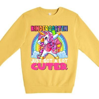 Kindergarten Got Cuter Dabbing Unicorn Back To School Premium Crewneck Sweatshirt