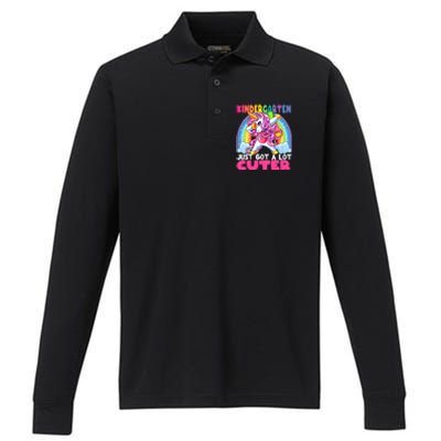 Kindergarten Got Cuter Dabbing Unicorn Back To School Performance Long Sleeve Polo