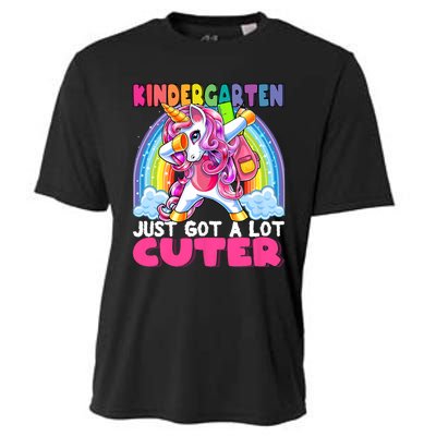 Kindergarten Got Cuter Dabbing Unicorn Back To School Cooling Performance Crew T-Shirt