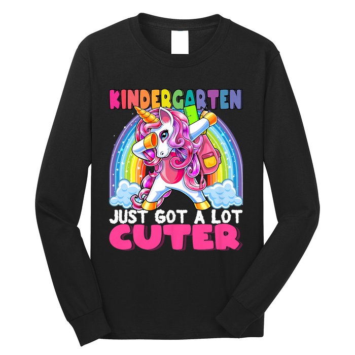 Kindergarten Got Cuter Dabbing Unicorn Back To School Long Sleeve Shirt