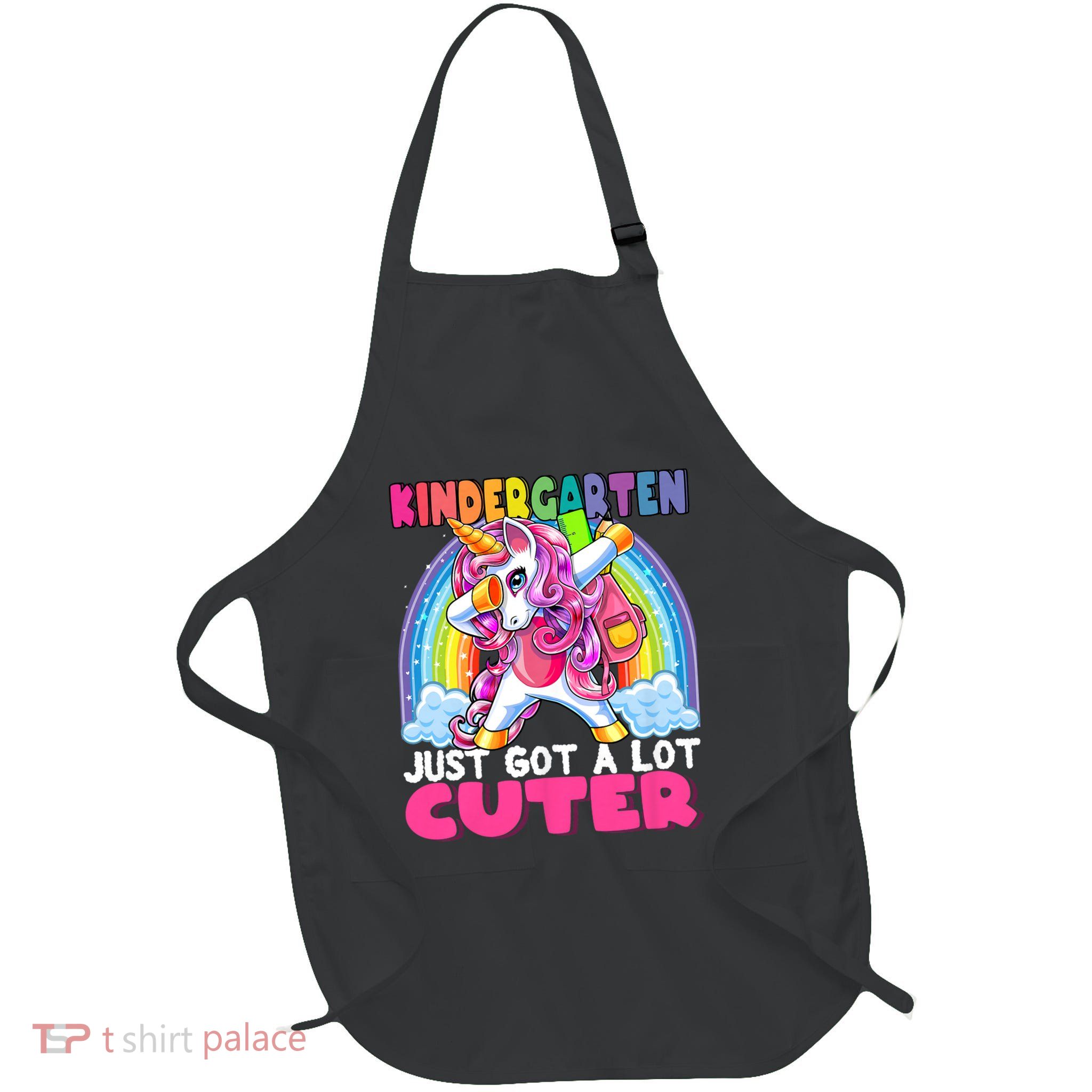 Kindergarten Got Cuter Dabbing Unicorn Back To School Full-Length Apron With Pockets