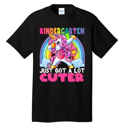 Kindergarten Got Cuter Dabbing Unicorn Back To School Tall T-Shirt