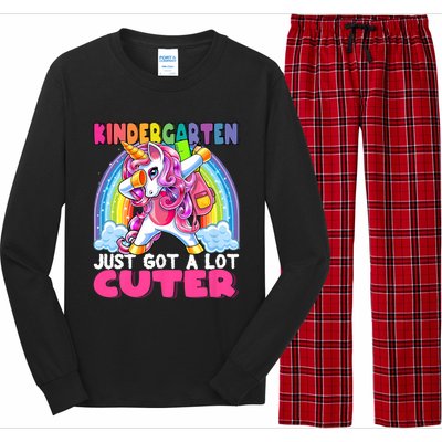 Kindergarten Got Cuter Dabbing Unicorn Back To School Long Sleeve Pajama Set