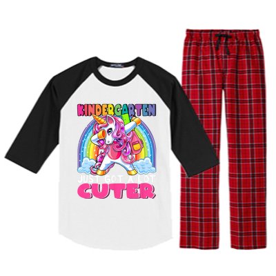 Kindergarten Got Cuter Dabbing Unicorn Back To School Raglan Sleeve Pajama Set