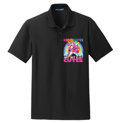 Kindergarten Got Cuter Dabbing Unicorn Back To School Dry Zone Grid Polo