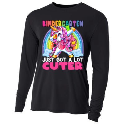 Kindergarten Got Cuter Dabbing Unicorn Back To School Cooling Performance Long Sleeve Crew