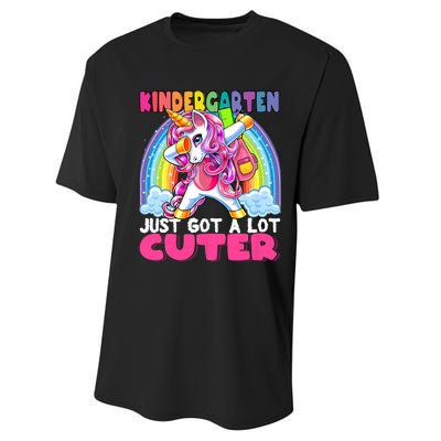 Kindergarten Got Cuter Dabbing Unicorn Back To School Performance Sprint T-Shirt