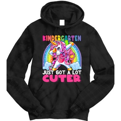 Kindergarten Got Cuter Dabbing Unicorn Back To School Tie Dye Hoodie