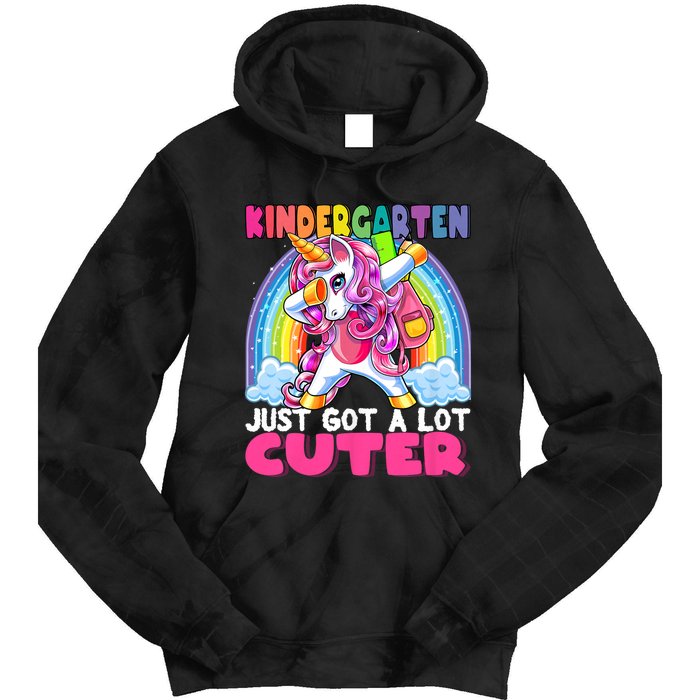 Kindergarten Got Cuter Dabbing Unicorn Back To School Tie Dye Hoodie