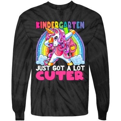 Kindergarten Got Cuter Dabbing Unicorn Back To School Tie-Dye Long Sleeve Shirt