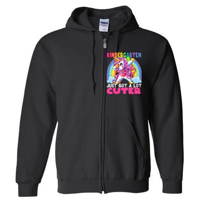 Kindergarten Got Cuter Dabbing Unicorn Back To School Full Zip Hoodie