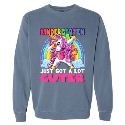 Kindergarten Got Cuter Dabbing Unicorn Back To School Garment-Dyed Sweatshirt