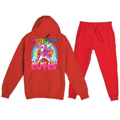 Kindergarten Got Cuter Dabbing Unicorn Back To School Premium Hooded Sweatsuit Set