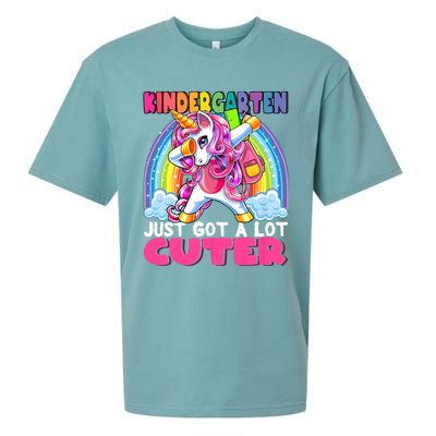 Kindergarten Got Cuter Dabbing Unicorn Back To School Sueded Cloud Jersey T-Shirt