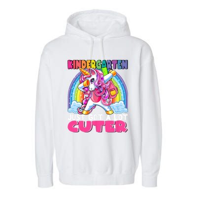 Kindergarten Got Cuter Dabbing Unicorn Back To School Garment-Dyed Fleece Hoodie