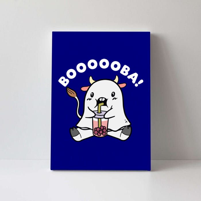 Kawaii Ghost Cow With Boba Tea Costume For Halloween Party Gift Canvas