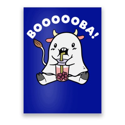 Kawaii Ghost Cow With Boba Tea Costume For Halloween Party Gift Poster