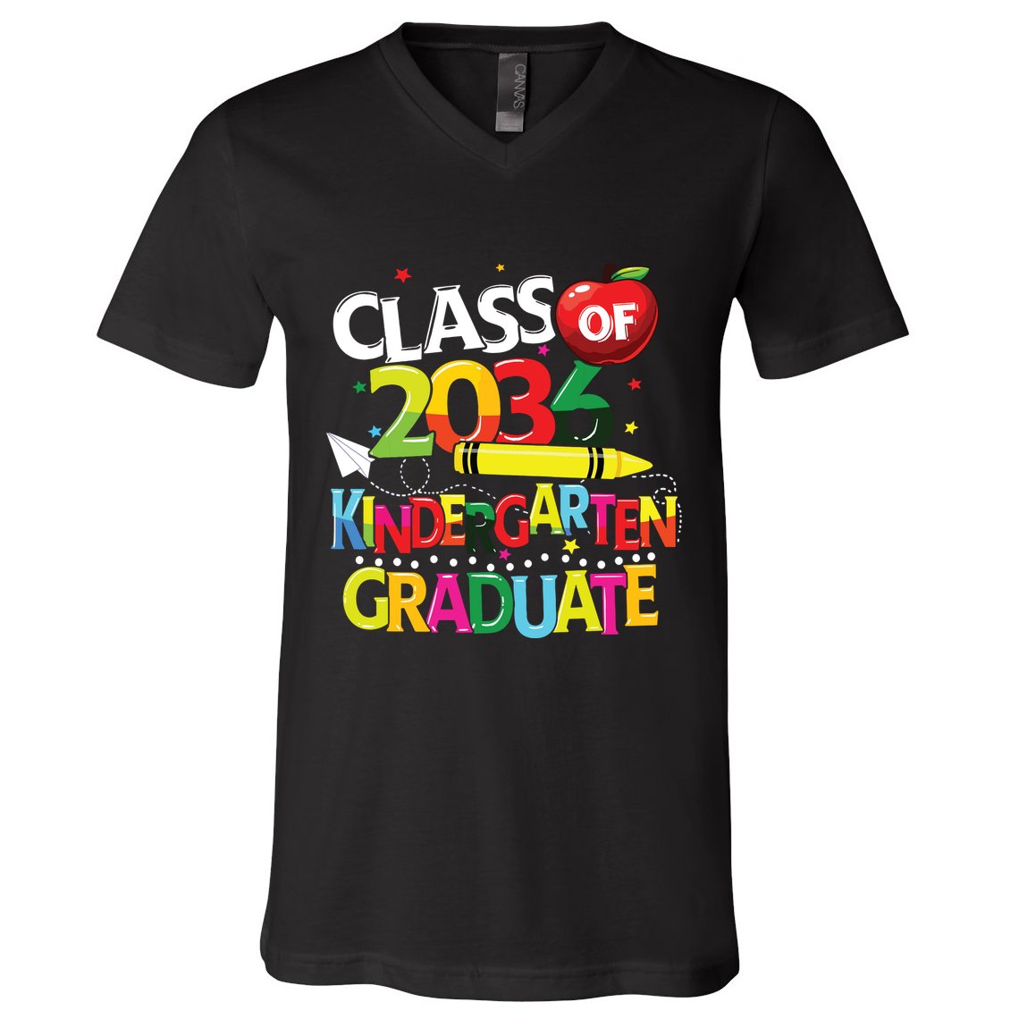 Kindergarten Graduate Class Of 2036 Last Day Of School V-Neck T-Shirt