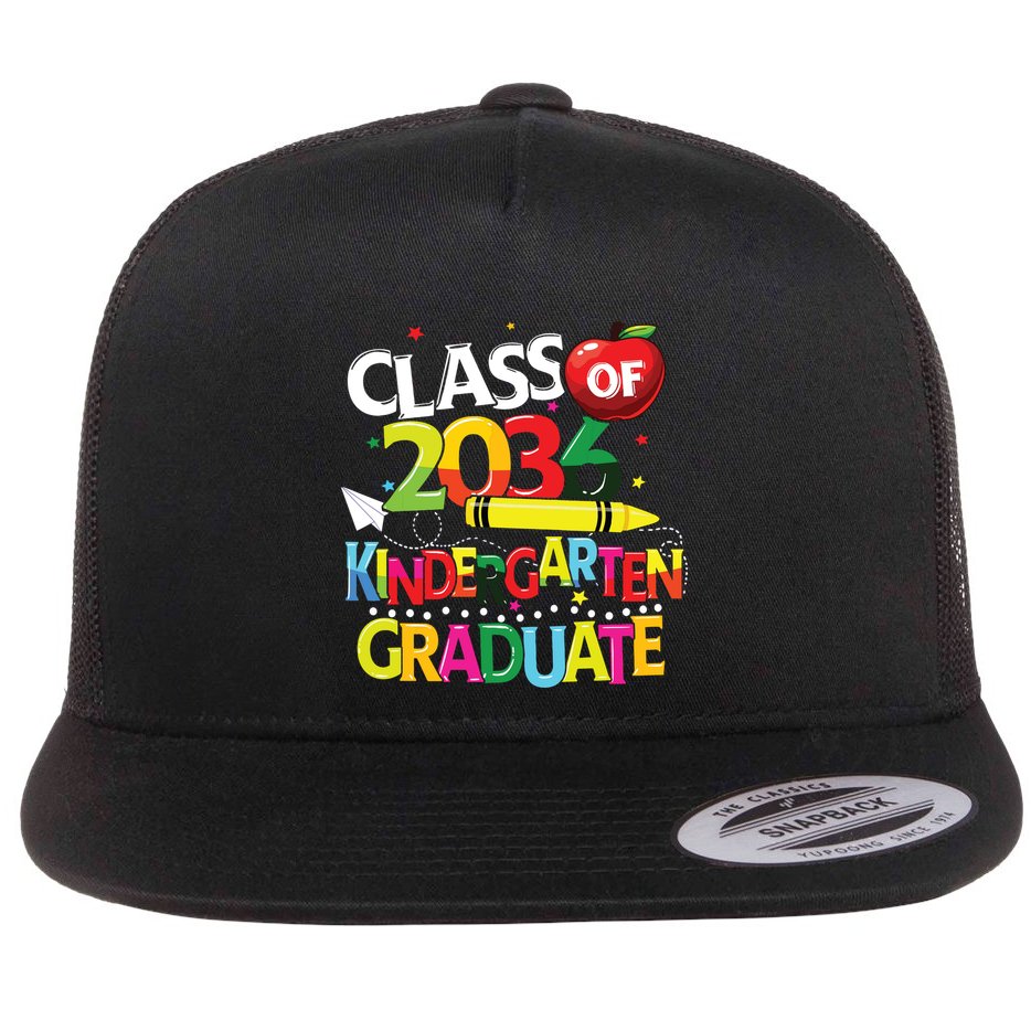 Kindergarten Graduate Class Of 2036 Last Day Of School Flat Bill Trucker Hat