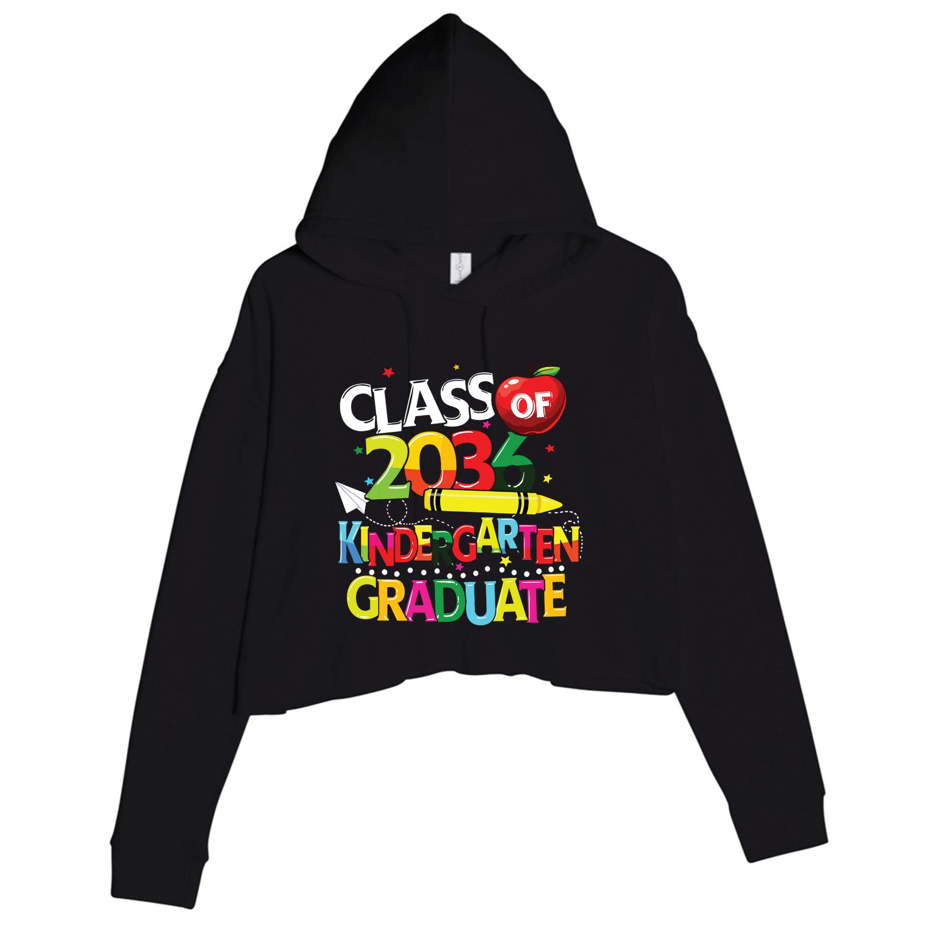 Kindergarten Graduate Class Of 2036 Last Day Of School Crop Fleece Hoodie