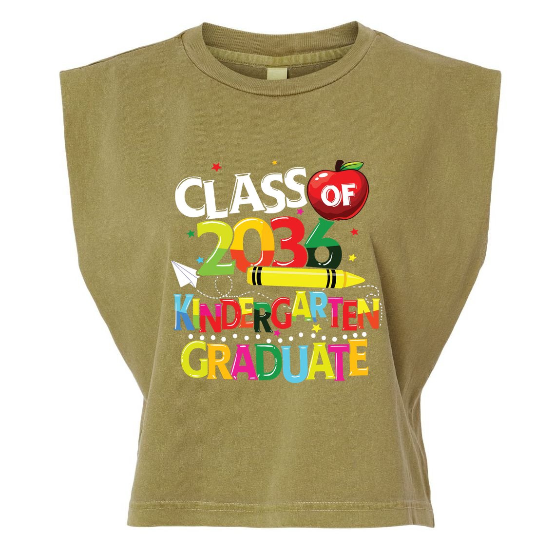 Kindergarten Graduate Class Of 2036 Last Day Of School Garment-Dyed Women's Muscle Tee