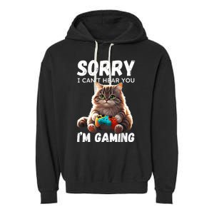 Kawaii Gamer Cat Gamer For Girl And Boy Garment-Dyed Fleece Hoodie