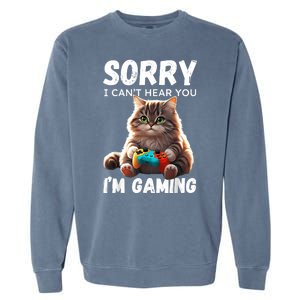 Kawaii Gamer Cat Gamer For Girl And Boy Garment-Dyed Sweatshirt