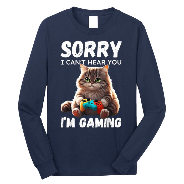 Kawaii Gamer Cat Gamer For Girl And Boy Long Sleeve Shirt