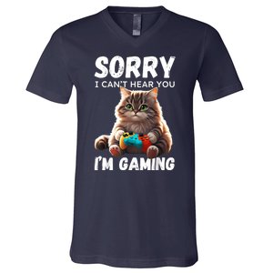 Kawaii Gamer Cat Gamer For Girl And Boy V-Neck T-Shirt