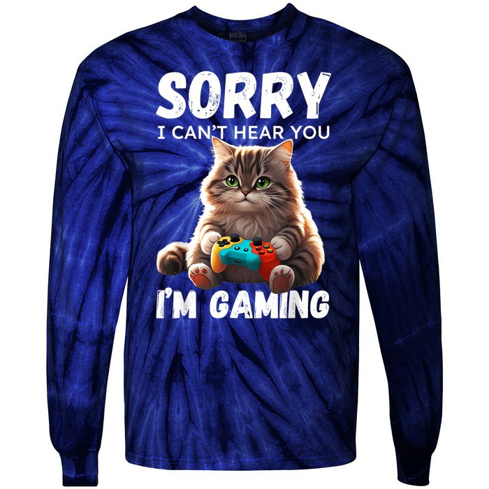 Kawaii Gamer Cat Gamer For Girl And Boy Tie-Dye Long Sleeve Shirt