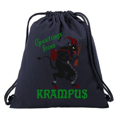 Krampus Greetings From Krampus Christmas Drawstring Bag