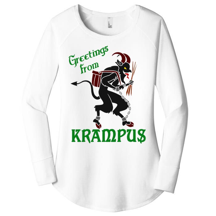 Krampus Greetings From Krampus Christmas Women's Perfect Tri Tunic Long Sleeve Shirt