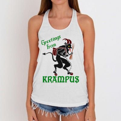 Krampus Greetings From Krampus Christmas Women's Knotted Racerback Tank