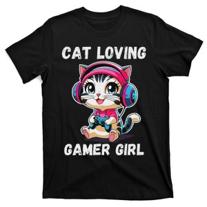 Kawaii Gamer Girl Cat Gamer For Women T-Shirt