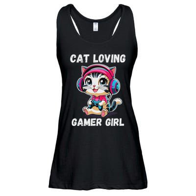 Kawaii Gamer Girl Cat Gamer For Women Ladies Essential Flowy Tank